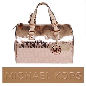 Michael Kors Authentic Mettalic Rose Gold Medium Handbag